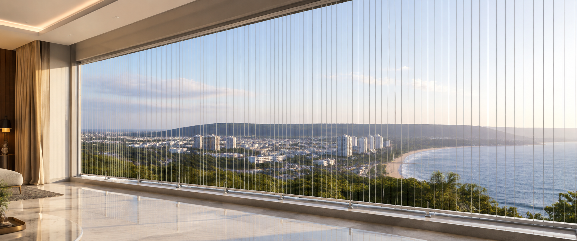 The Invisible Threshold — Balcony & Window Invisible Grills (Desktop View)