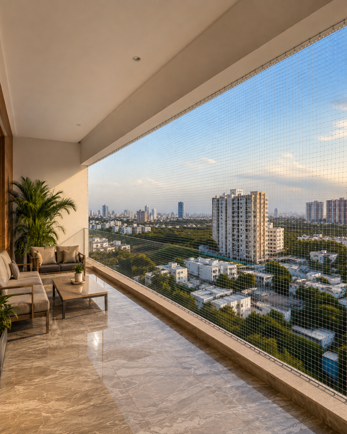The Weightless Embrace — Balcony & Children Safety Nets (Mobile View 4:5)